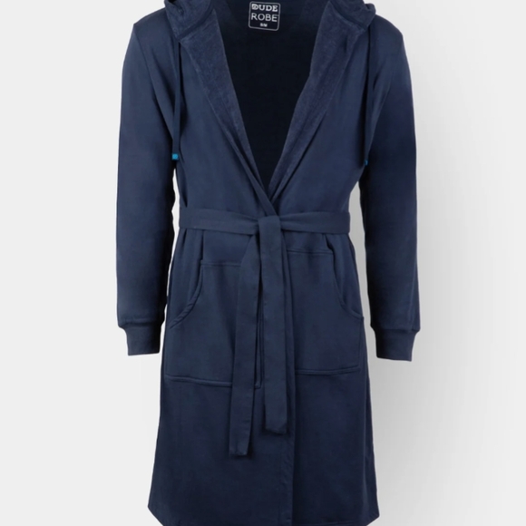 DudeRobe Navy Blue Hooded Robe - Picture 1 of 3